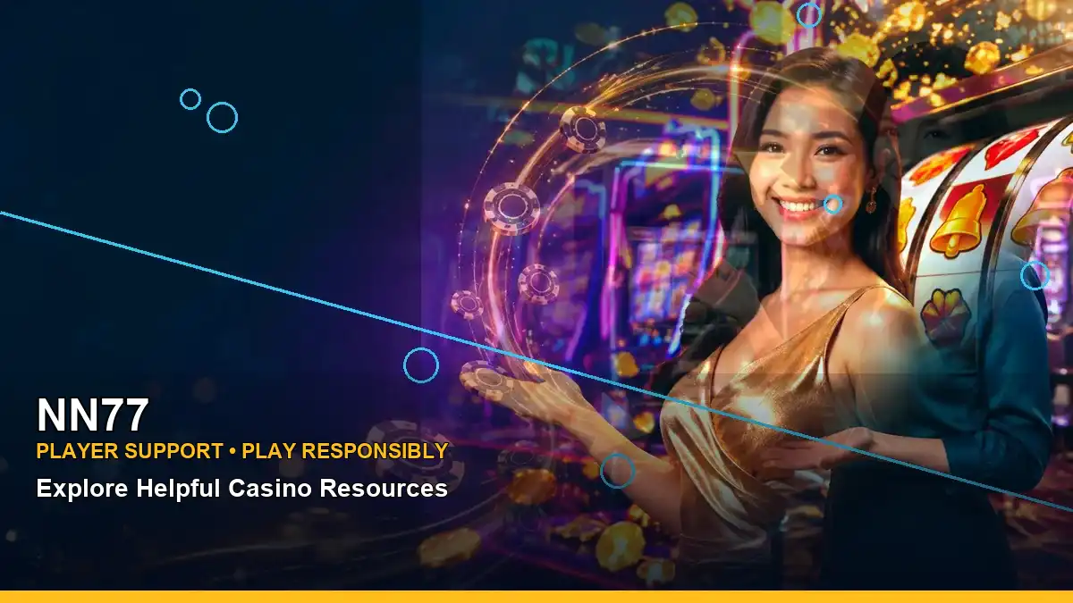 NN77 mobile casino scene featuring two players enjoying online slot games