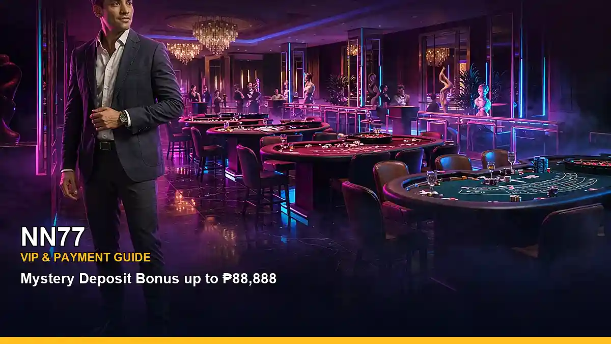 NN77 live casino tables presented in a polished studio setting for adult Philippine players