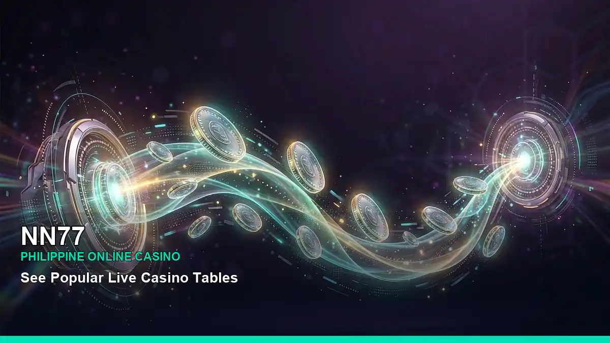 NN77 Philippine casino guide featuring kiosk payment options and an adult Filipina casino host