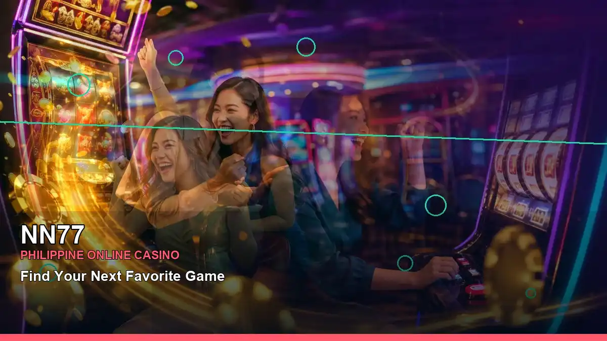 Explore mobile casino games on your phone with NN77 in a panoramic reel scene
